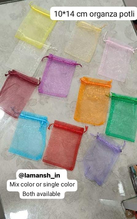 Lamansh potli bags LAMANSH (4 sizes, Pack of 100) Organza Potli for Wedding Return Gifts 🎁 | Low cost Packing potli Bags for putting Dry fruits