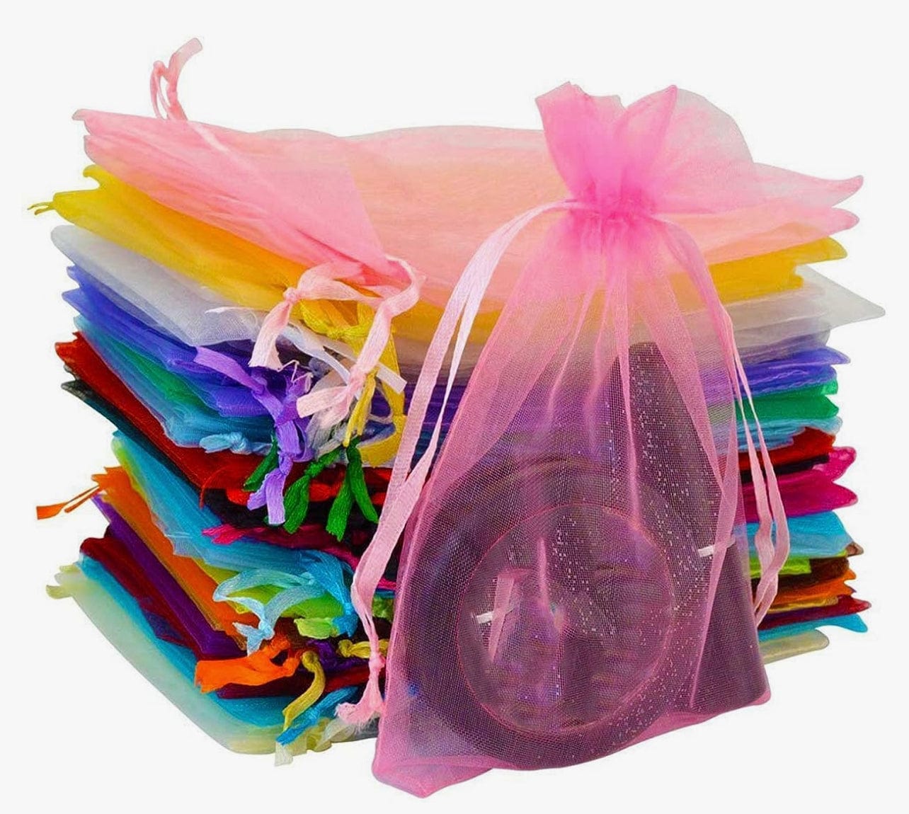 Lamansh potli bags LAMANSH® Organza Potli for Wedding Return Gifts 🎁 | Low cost Packing potli Bags for putting Dry fruits (Pack of 100)