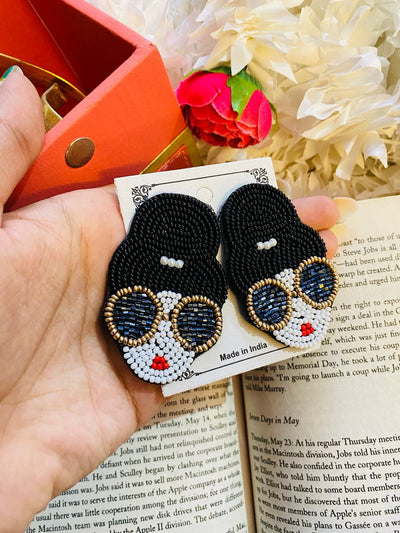 Lamansh quirky earrings Black Lady Handmade Beaded Earrings | Quirky Jewelry