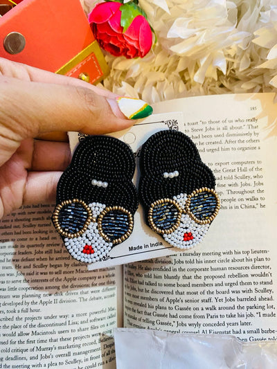 Lamansh quirky earrings Black Lady Handmade Beaded Earrings | Quirky Jewelry