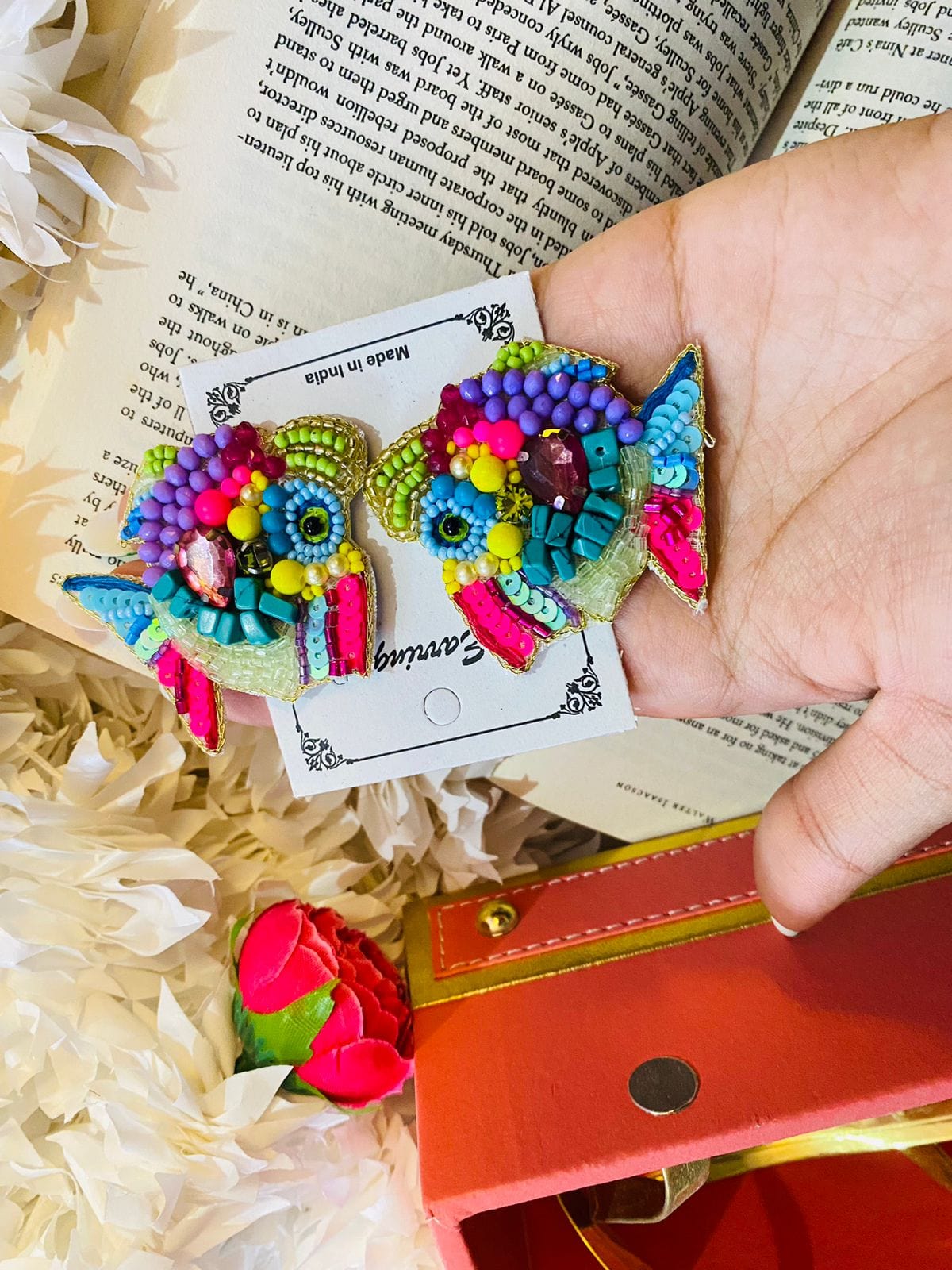 Lamansh quirky earrings Colorful Fish Handmade Beaded Earrings | Quirky Jewelry