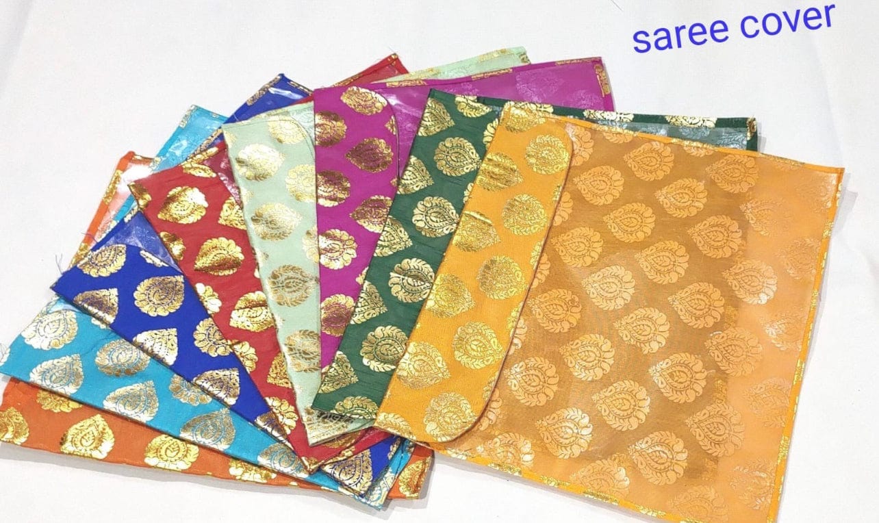Ruhi's Creations® Fabric Golden Cloth Cover / Saree Bags / Saree Covers  (Pack Of 10) : Amazon.in: Home & Kitchen