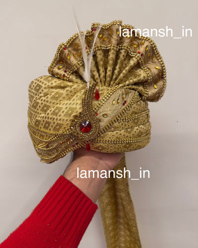 LAMANSH safa pagdi Pack of 1 LAMANSH Pack of 1 Groom Readymade Safa Pagdi For wedding