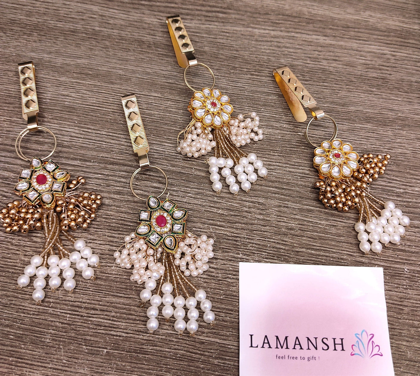 LAMANSH satka pins LAMANSH Kundan work Satka Waist Pins for Bridesmaids in haldi , mehendi , pooja , wedding ceremony | Return or Welcome Gifts for ladies guests 💃