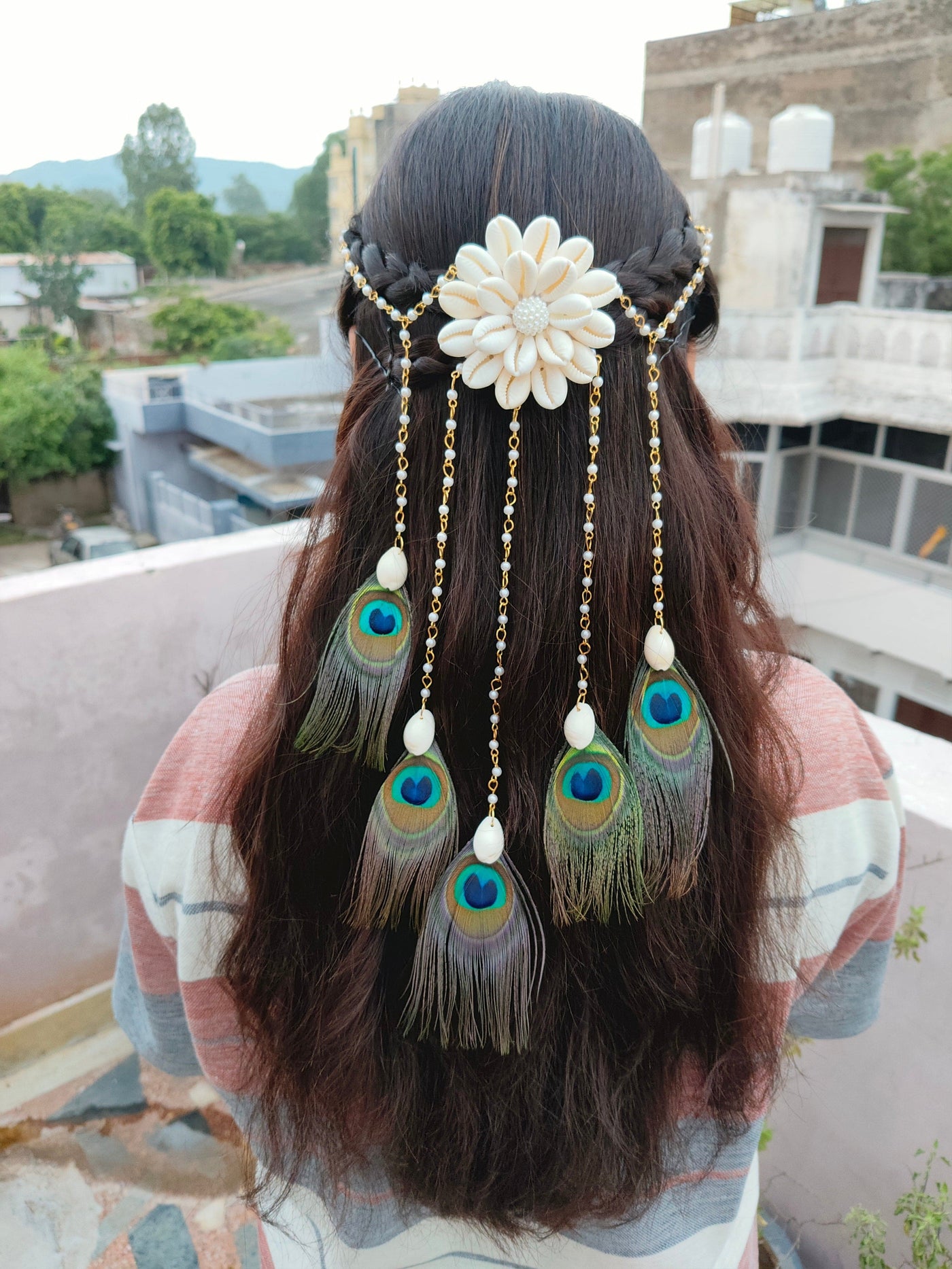 LAMANSH shell Jewellery LAMANSH Bridal shells work hair accessory for haldi mehendi ceremony