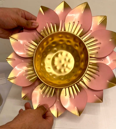 Lamansh urli Designer Pink golden metal urli water bowl for return gifting in 🎁 weddings, pooja or festivals events