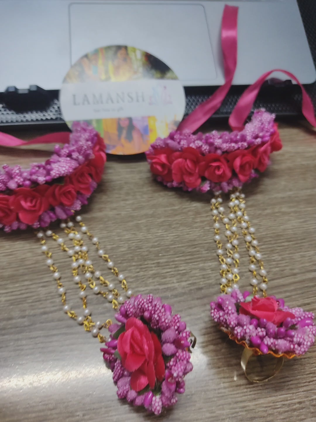 LAMANSH Artificial Pink Fabric Flowers Hathphools for Giveaways in Haldi & Mehendi ceremony