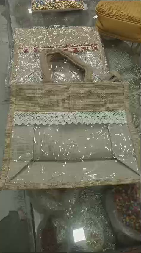 LAMANSH Transparent Fancy Jute bags for wedding return gifts 🎁 | 10*12*4 inch size (video attached)