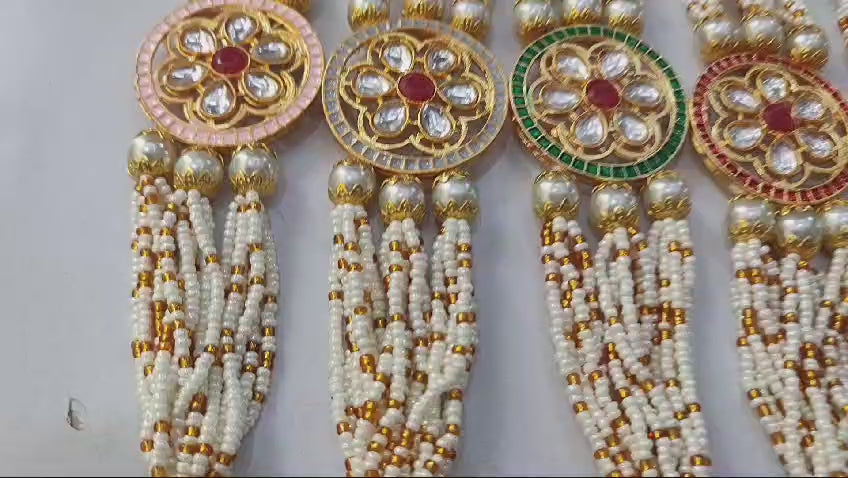 LAMANSH Designer Rakhi | Pearl Beaded Kundan Bracelet / Stone Rakhi's for Rakshabandhan Giveaways