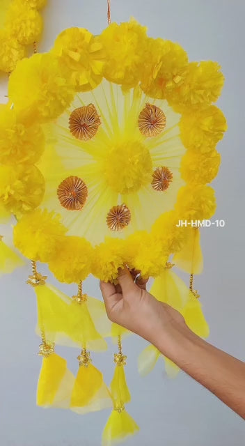 LAMANSH® Decorative Marigold Flowers & Net Latkan Hangings for Backdrop decoration