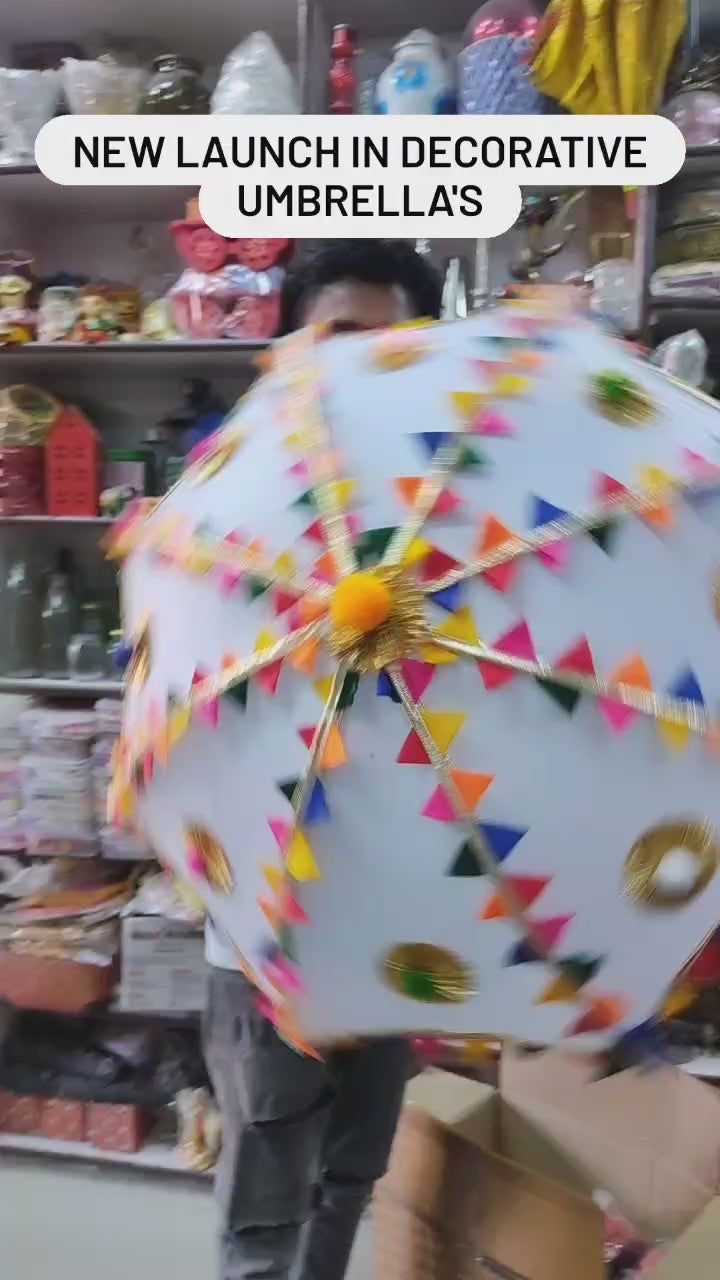 LAMANSH® Indian Wedding decoration Umbrellas / Fabric Decorated Backdrop Umbrella's for Haldi & Mehendi ceremony