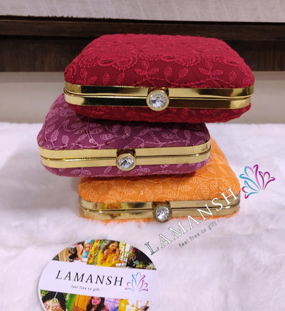 290 Rs each on Purchasing in bulk 📱at 8619550223 metal clutch LAMANSH® Chikankari work stylish Metal 👛 Purse Clutch for Wedding & Parties / Gifts 🎁 & Favors for Giveaways