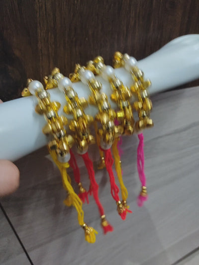 LAMANSH® Set of 50 (Free size) Ghungroo Gota Bracelets Kade Bangles Hathphool for Bridesmaid Giveaways / Best wedding favors return gift (Video attached)