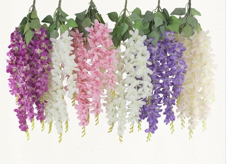 350 Rs each Packet🔥on Purchasing in bulk 📱at 8619550223 wisteria flower decor LAMANSH® Artificial Wisteria Decoration Flower Hanging Bunch | Long Hanging Bush Silk Vine Flower Garlands for Party outdoor wedding arch flower decoration