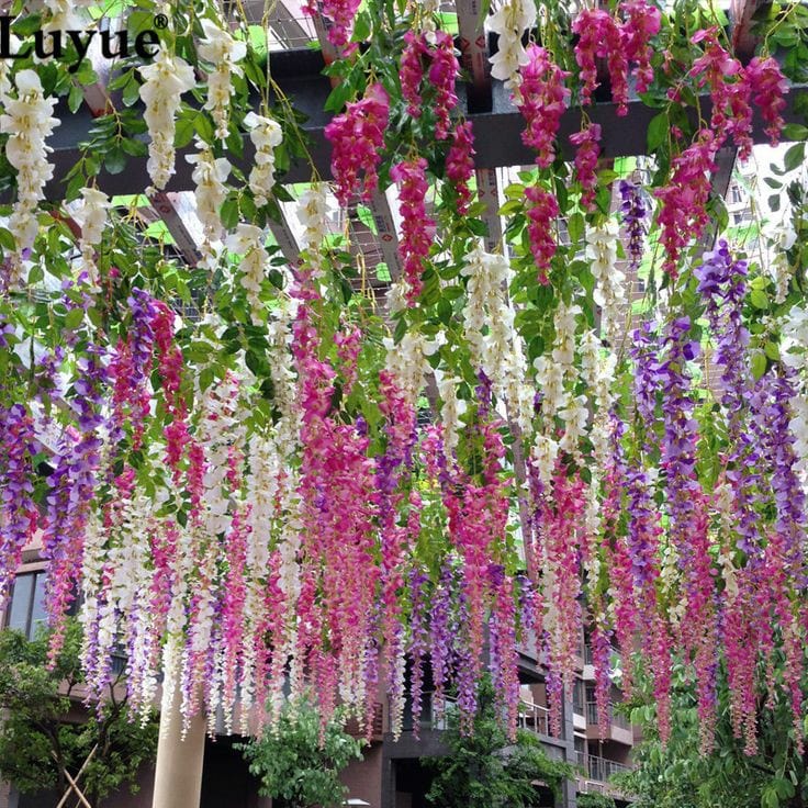 LAMANSH Artificial Wisteria Decoration Flower Hanging Bunch