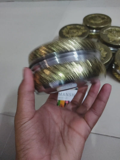 LAMANSH® (4 inch diameter) Golden Floral Stainless Meenakari Ladoo Bhaji  Gift 🎁 Steel Box Dabba for Wedding Pooja Return Gifting & Favours 🎁