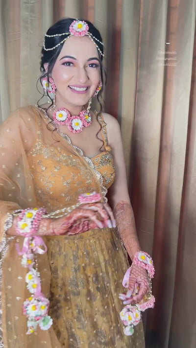 LAMANSH® Beautiful Bridal Floral Jewellery Set 🌺 with Matching Kaleera set for mehendi ceremony