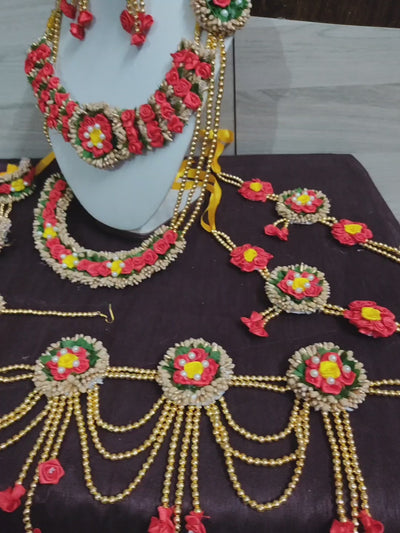 LAMANSH® Bridal Artificial Flower 🌺 Jewellery Set for Baby Shower / Artificial Floral Jewellery set for Dohale Jevan Function