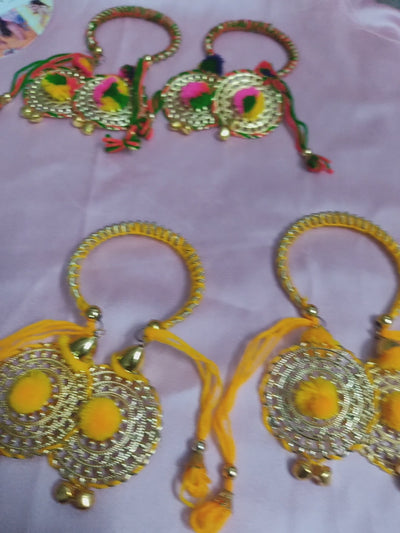 LAMANSH® (Free size) Artificial Flower Bracelets Kade Bangles Hathphool for Bridesmaid Giveaways / Best wedding favors return gifts (Video attached)
