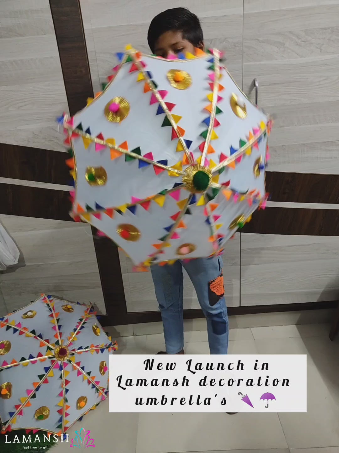 LAMANSH® Decorative Rajasthani Umbrella for Holi & Haldi Decoration / Fabric Decorated Backdrop Umbrella's for Haldi & Mehendi ceremony