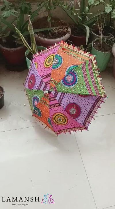 LAMANSH® Pack of 1 Rajasthani Fabric decoration umbrella