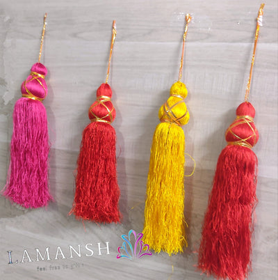 LAMANSH® ( Set of 30 Hangings ) 12 inch resham Silk Tassels Hangings for indian mehendi haldi wedding function / banquet hall decoration