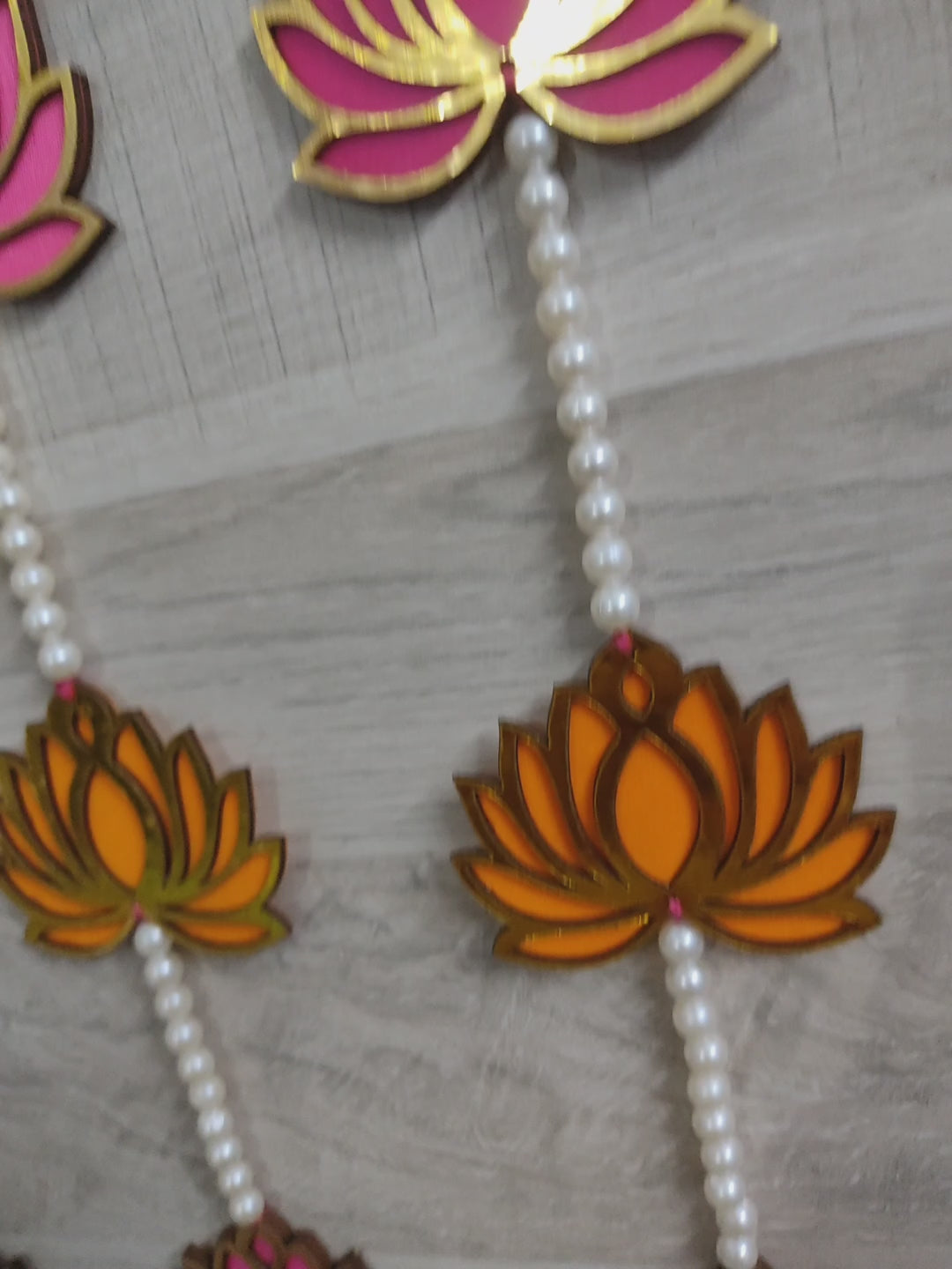 LAMANSH® 2.5 feet height Lotus Decorative 🌸 Hangings | Mdf wooden lotus flower hangings for Diwali pooja , Ganpati Navratri Festival decoration