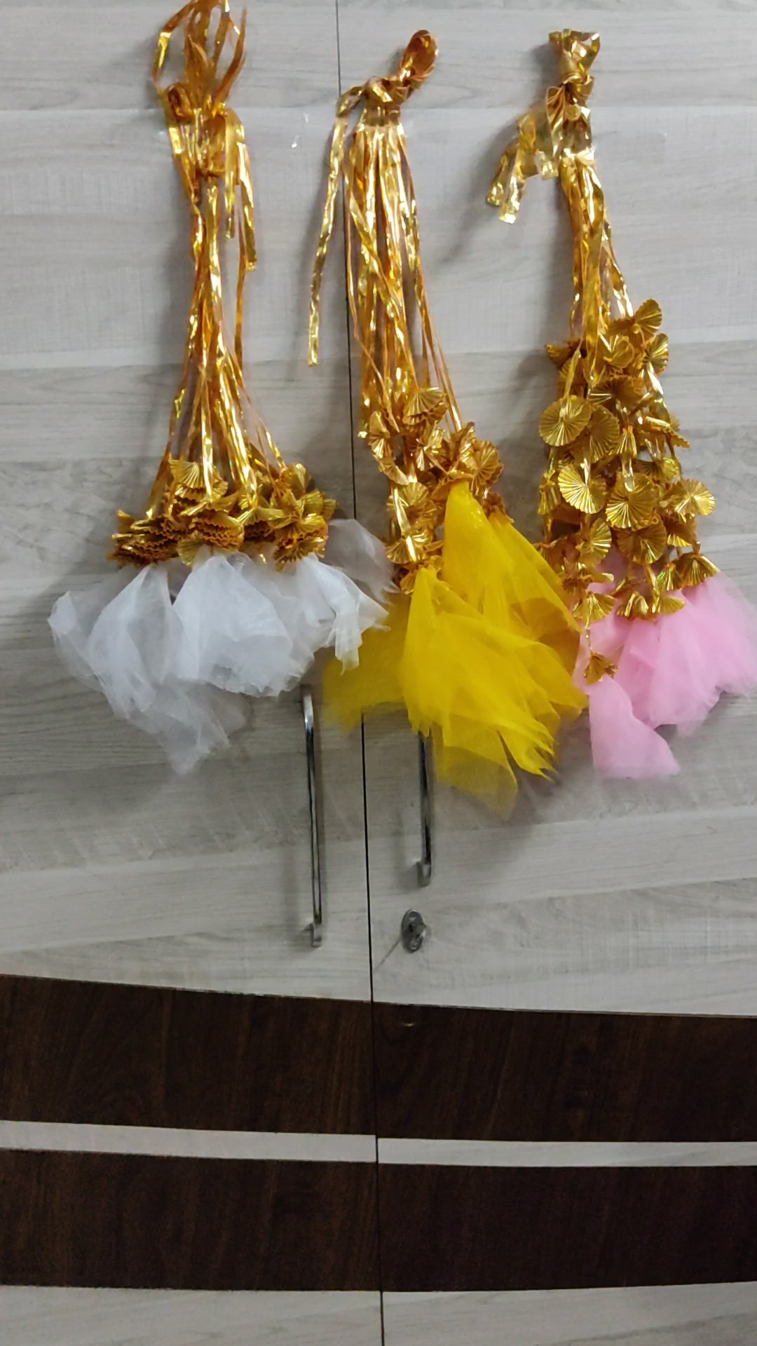 LAMANSH® 2.5 ft (Set of 50 hangings) Gold Gota Net Hangings for Wedding ,Haldi & Wedding Event Decoration backdrop