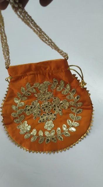 LAMANSH (Size - 9*9 inch) Pack of 5 Women's Potli Bag For gifting / Royal Velvet Potli Bag Bridal Purse Women handbag Shagun & Gifts