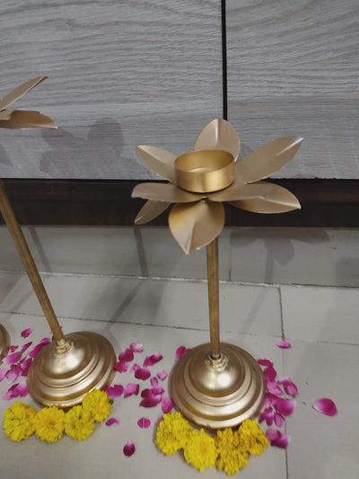 LAMANSH® ( Set of 3 ) Metal Handcrafted Tower Diya Stand Tealight Holder Candle Holder for Diwali Lighting Home Decoration /Diwali Navratri Ganpati Mandap & Pooja Decoration / Best Corporate Gifts 🎁