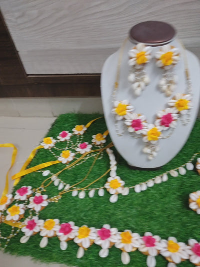 LAMANSH® Shells Floral Jewellery Set 🌺 / Flower Jewelry set with Kamarbandh