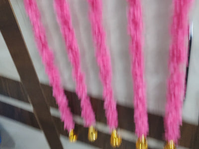 LAMANSH® (3.5 feet & Pink color ) Pack of 12 Fresh like Artificial Jasmine Flower Hangings with bells 🔔 for Diwali ✨ Ganpati Decoration / Decorative Hangings for festival , heena , pooja functions/ Wall Hangings for Home & Pooja Mandir