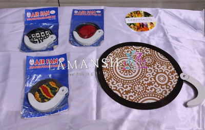 hand fan Assorted Colour / Fabric LAMANSH® (Pack of 5 Pcs) Mini Nylon Folding Fan, Cloth Round Shaped Folding Hand Fan