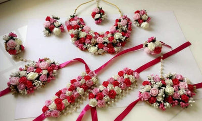 Floral jewellery set with payal set / anklets set 