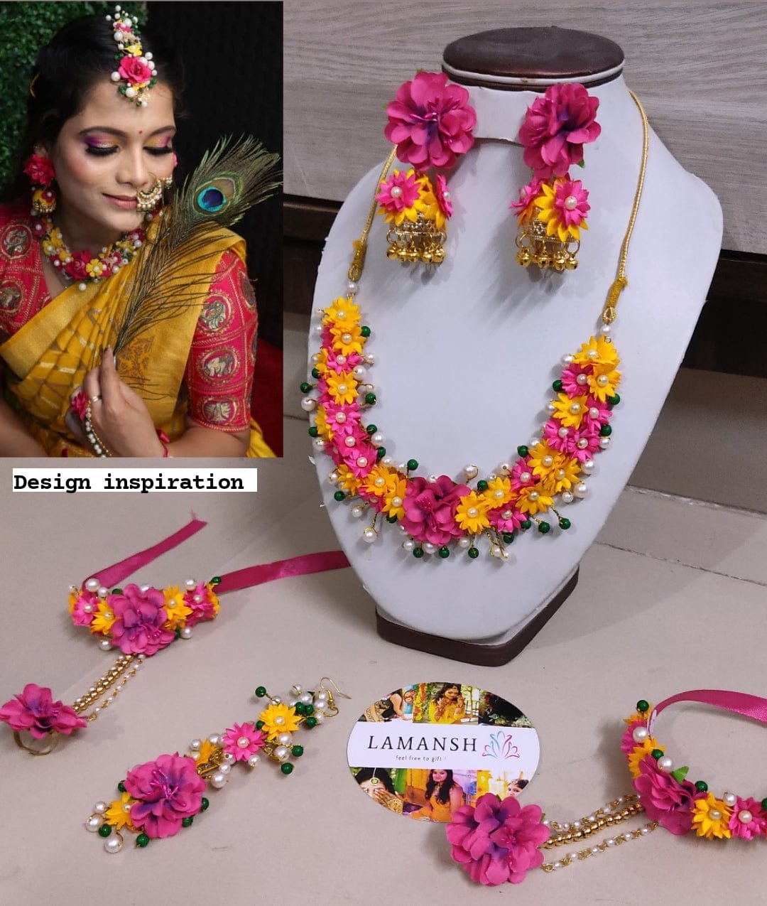 Lamansh 6 April floral set LAMANSH® Designer Floral 🌺 Jewellery Set for Bride for wedding ceremony & Pre wedding video Photoshoot