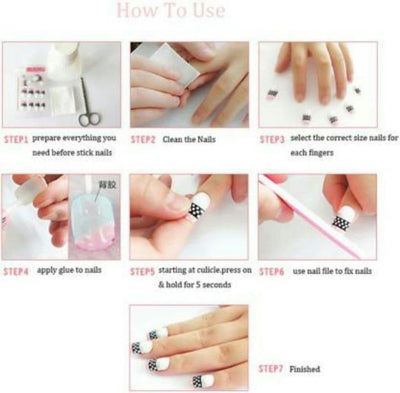 LAMANSH Artificial Nails White / Plastic / 100 LAMANSH® Artificial Nails Set With Glue Acrylic fake / False Nails Set Of 100 Pcs and Artificial Nail Glue 3gm, Reusable