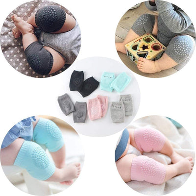 LAMANSH Assorted colors / Cotton / 2 pair LAMANSH® 2 Pair Baby Knee Pads for Crawling, Anti-Slip Padded Stretchable Elastic Cotton Soft Breathable Comfortable Knee Cap Elbow Safety Protector