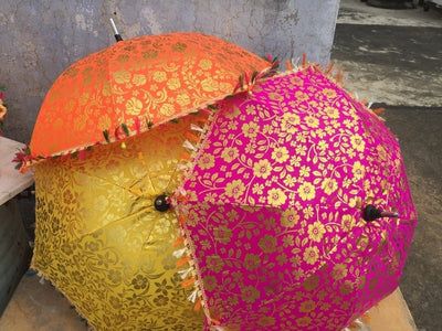 Lamansh Assorted Colors / Fabric LAMANSH Pack of 20 Wholesale Lots Indian Wedding Umbrellas Mehndi Decor Umbrella Party Parasol Wedding decor christmas festival decor handmade Parasols Sun