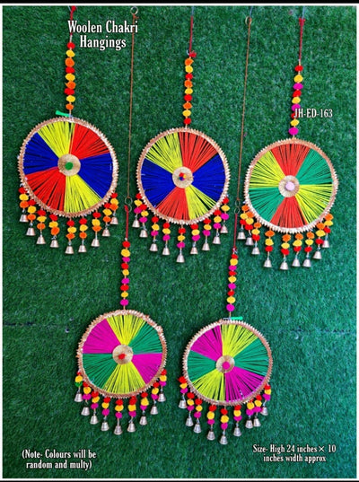 Lamansh Assorted colors / Gota Wool & Craft materials / 10 LAMANSH® Pack of 10 Gota Round Hangings for Decoration & Backdrop / Wool Hangings set