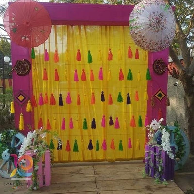 LAMANSH ® Assorted Colour / Woolen LAMANSH® ( Set of 250 hangings ) 9 inch woolen Tassels Hanging Home & Wedding Decoration