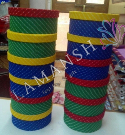 LAMANSH Assorted Colours / Cardboard / 50 LAMANSH® ( Pack of 50, 8 inch diameter) Rajasthani sweet Hamper Box for Wedding Functions / Round Cardboard Meethai Boxes