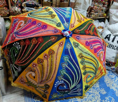 LAMANSH Assorted Colours / Cotton / 5 LAMANSH® Pack of 5 Umbrella Diwali decoration Umbrella Mehndi Decor Umbrella Party decor