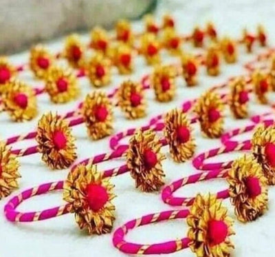 LAMANSH ® Assorted colours / Gota LAMANSH Set of 50 Indian Wedding Favours,sangeet favours,Rajasthani Gota Patti Kada, Bracelets,Bangles Handmade Kada,Mehndi Favours