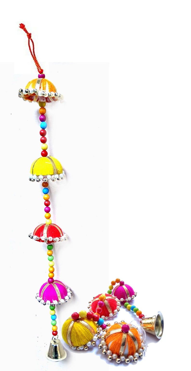 LAMANSH ® Assorted colours LAMANSH Set of 5 Handmade umbrella Door, wall hanging layer Christmas, home décor ornaments layer with bell