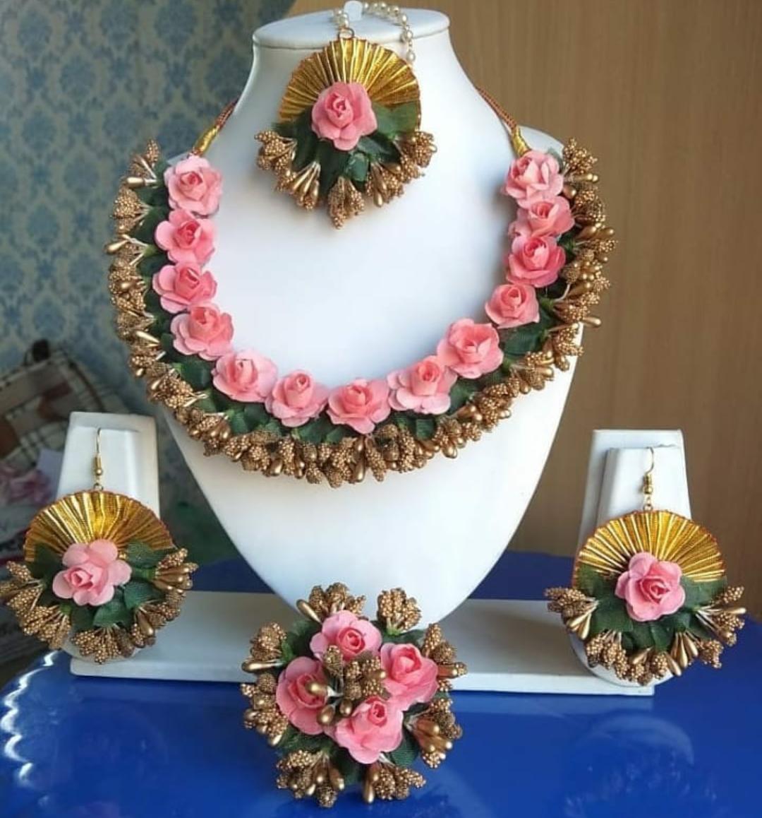 Lamansh baby shower 1 Necklace, 2 Jhumki Earrings,1 Maangtika & 1  Ring set / Multicolor LAMANSH® Special Haldi 🌺 Jewellery Set
