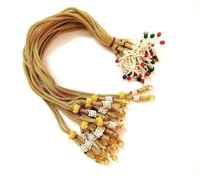 LAMANSH Back Dori  Black-Golden / Slik / Standard LAMANSH®  6 Pieces Metal Brass Pearl Necklace Back Rope Dori for Silk Thread Jewellery Terracotta and Quilling Jewelry