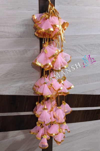 Lamansh backdrop Baby Pink / Net Fabric / 10 LAMANSH® ( Pack of 10 ) 4.5 ft Net Decorative Hanging for Wedding Backdrops / Haldi & Wedding Event Decoration /Indian Wedding Decor Net fabric Hangings