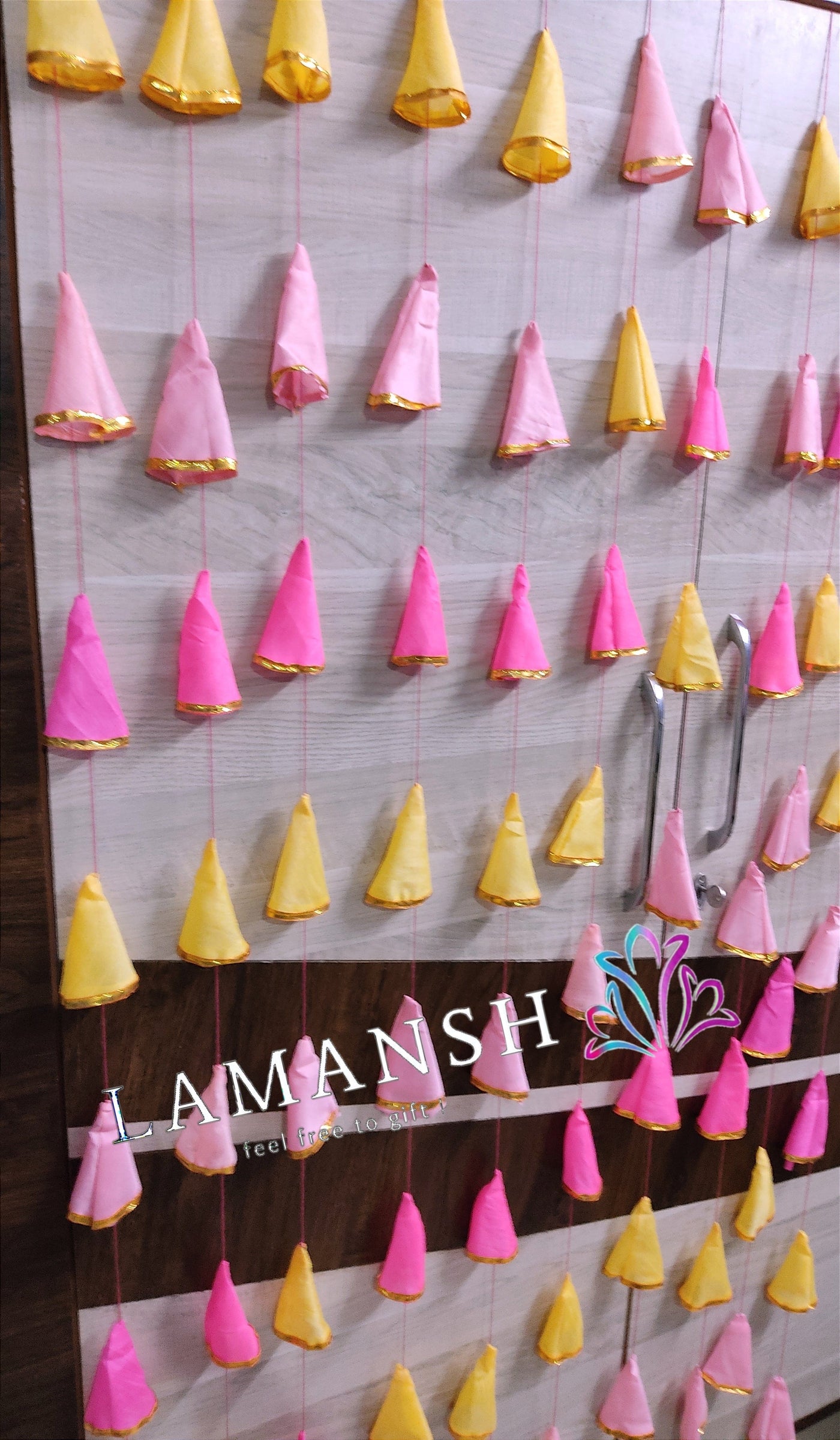 Lamansh backdrop LAMANSH® 8 ft Net Decorative Hanging for Wedding Backdrops / Haldi & Wedding Event Decoration /Indian Wedding Decor Net fabric Hangings