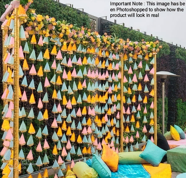 LAMANSH ( Pack of 10 line ) 8 ft Net Decorative Hanging for Wedding Backdrops / Haldi & Wedding Event Decoration /Indian Wedding Decor Net fabric Hangings