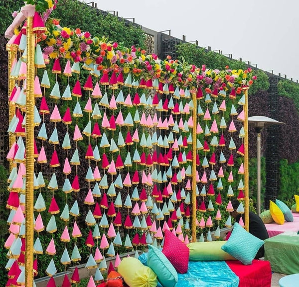 LAMANSH® ( Pack of 120 ) 8 ft Net Multcolor Decorative Hangings | at 90 Rs each hanging